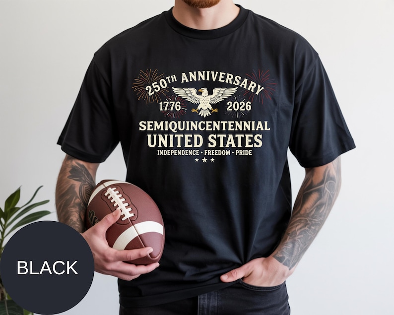 This Comfort Colors® patriotic t-shirt celebrates the United States Semi-Quincentennial in bold style. Featuring “Independence • Freedom • Pride” messaging, it’s designed for proud Americans. The heavyweight cotton and relaxed silhouette make this Comfort Colors® shirt both durable and ultra-comfortable for all-day wear during national holidays.