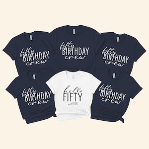 Hello Fifty Shirt, 50th Birthday Crew Tee, Est 1976, Family Reunion Gift, Mama Bday Party