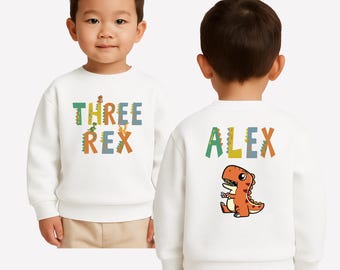 Three Rex Birthday Shirt, Toddler 3rd Birthday Saurus Shirt, Dinosaur Birthday Kids Tees, Toddler Tee, 3rd Birthday Outfit, Jersey Name