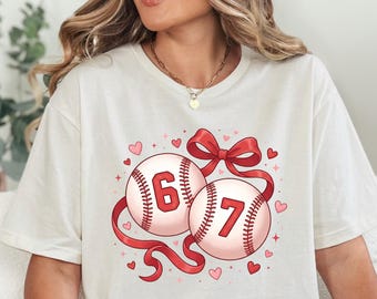 Funny 6 7 Baseball Valentine Shirt, Six Seven Valentine's Day Gift, 67 Trend Meme Sweatshirt