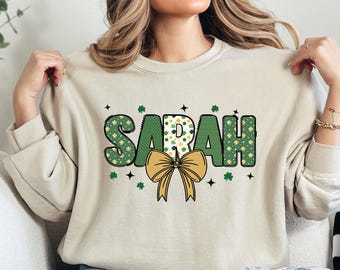 Custom Name St Patricks Day Sweatshirt,  Irish Holiday Tee,Shamrock Toddler Sweater