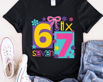 67 Meme Shirt, Six Seven Trend Tee, Funny Viral Number Sweatshirt, Colorful Retro Gen Z