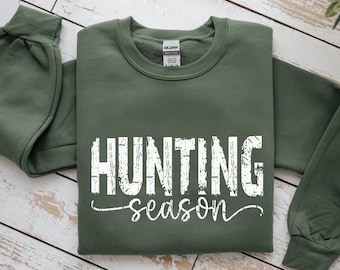 Hunting Season Shirt, Hunting Sweatshirt with Deer and Camouflage, Duck Hunting Outfit, Outdoor Hunting Pullover, Hunter Gift Apparel