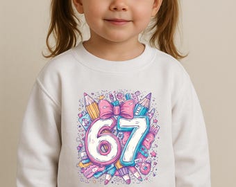 67 Days of School Meme Shirt, Six Seven Trend Tee, Funny Viral Number Sweatshirt, Colorful Retro Gen Z