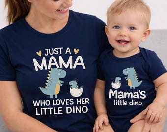 Just A Mama Who Loves Her Dino Shirt, Mom Boy Tee, Mama's Little Dino Baby Bodysuit, Mother's Day Gift, New Mom, Baby Shower Tshirt