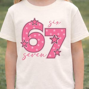 Pink 67 Meme Shirt, Six Seven Trend Tee, Funny Viral Number Sweatshirt, Colorful Retro Gen Z