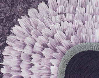 Impasto Purple Sunflower Painting: Textured Acrylic Artwork on Canvas, 24x24