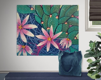 Maximalist Nature Art of Colorful Flowers on Canvas Painting, Original Textured Artwork OOAK - 24X20
