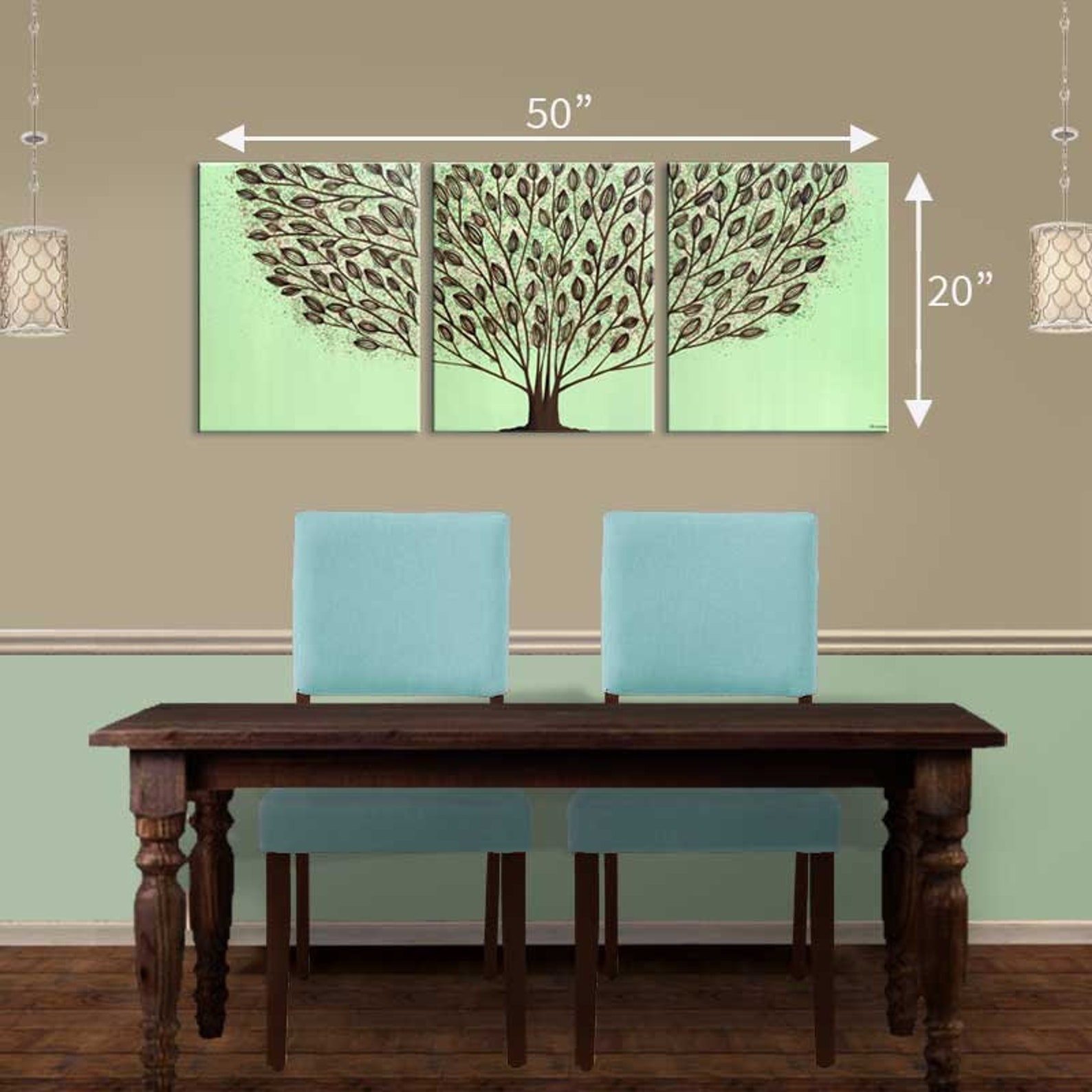 Large Split Canvas Art Acrylic Painting of Tree Original Etsy