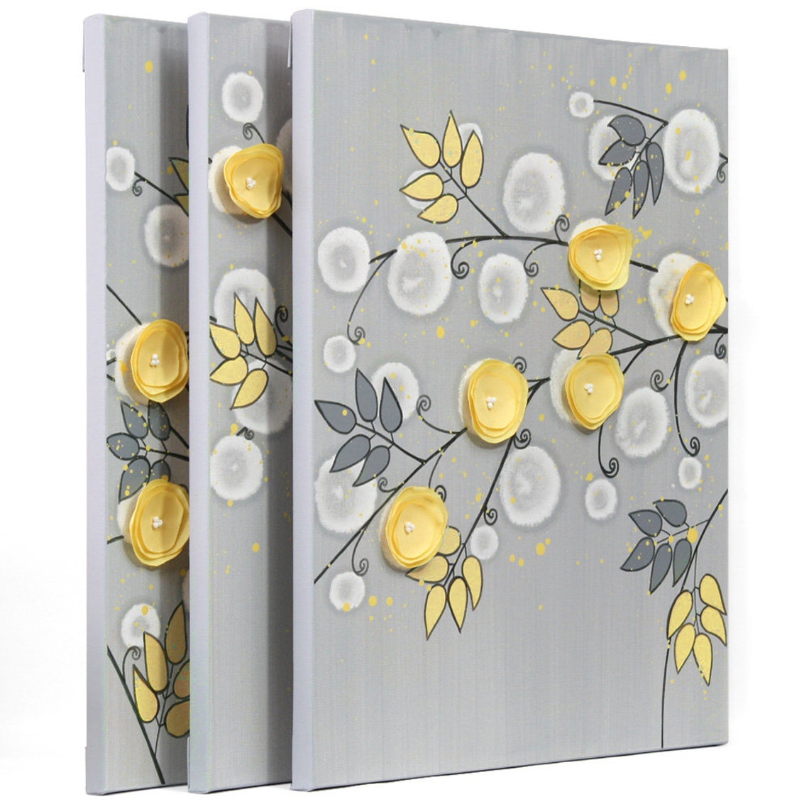 Large Custom Wall Art on Split Canvas 3D Flower Original Etsy