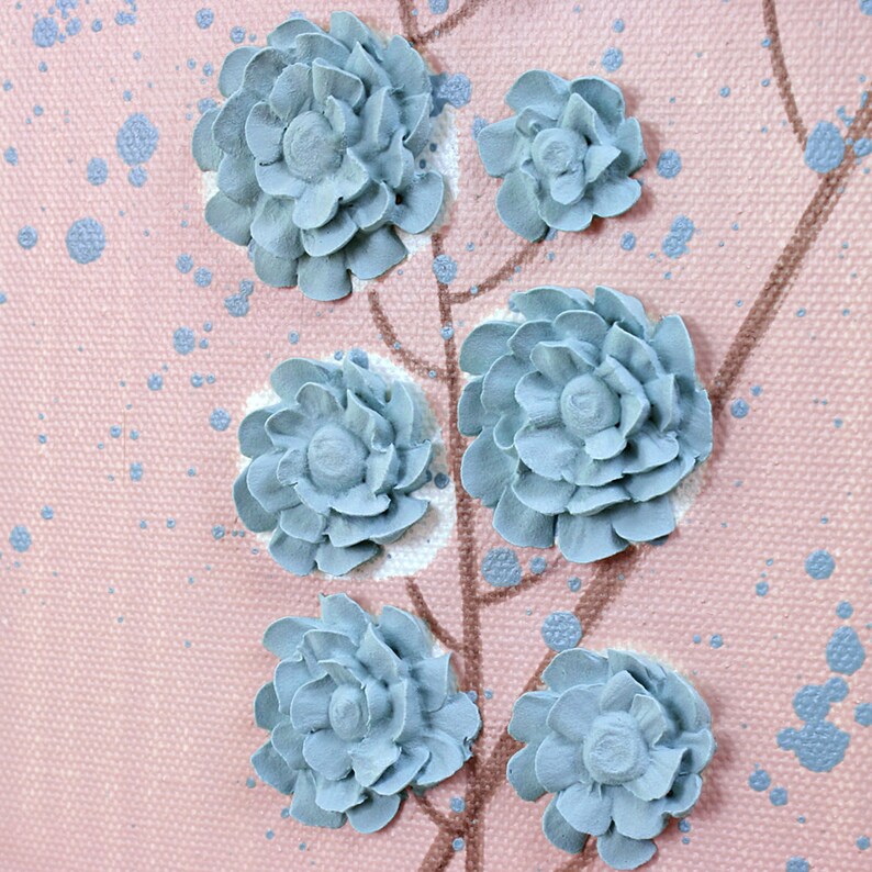 Pastel Painting of Textured Flowers on 3 Canvas Triptych, OOAK Artwork ...