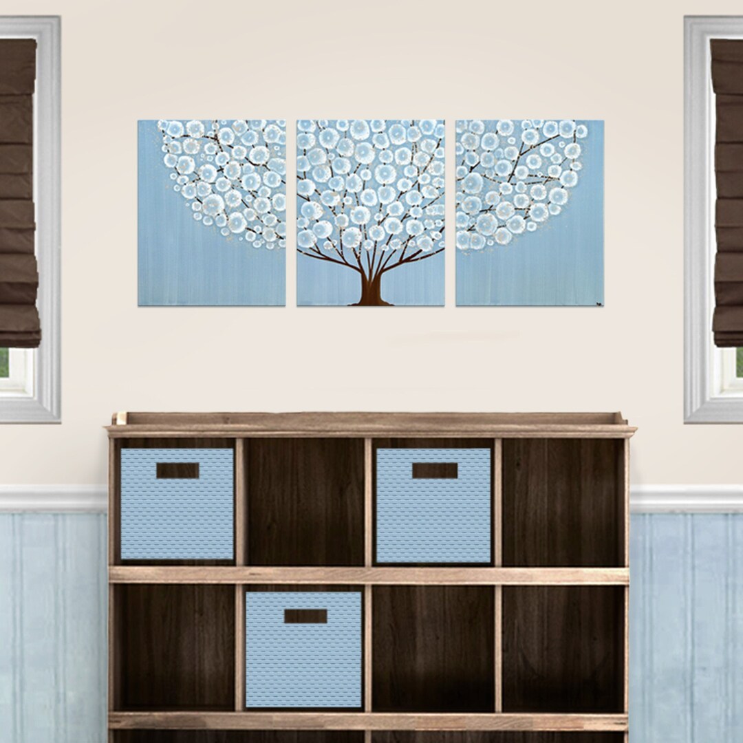 Canvas Art for Baby Boy Nursery Art in Sky Blue Original Etsy