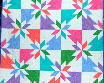 Bold, Bright and Beautiful Hunters Star Baby Quilt, Baby Girl Quilt, Baby Quilt