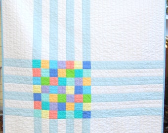 Modern baby quilt, baby girl quilt, baby boy quilt, fun baby quilt