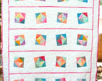 Beautiful Whimsical, Modern Batik Baby Quilt, Baby Girl Quilt, baby quilt