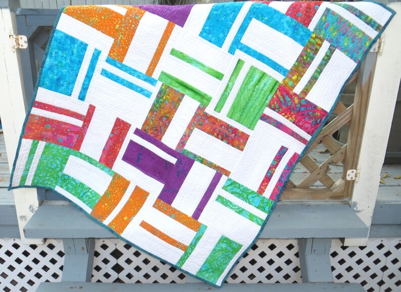Bold Free Shipping Bright and Modern Handmade Baby Quilt