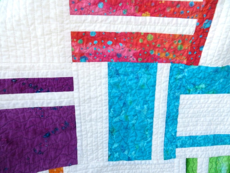 Bold Free Shipping Bright and Modern Handmade Baby Quilt