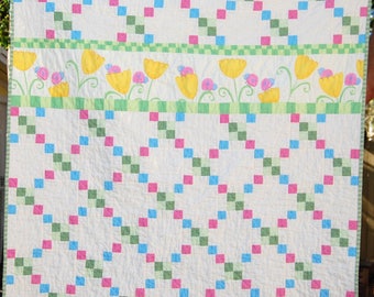 Spring, Cute handmade baby quilt, handmade baby girl quilt, adorable baby quilt