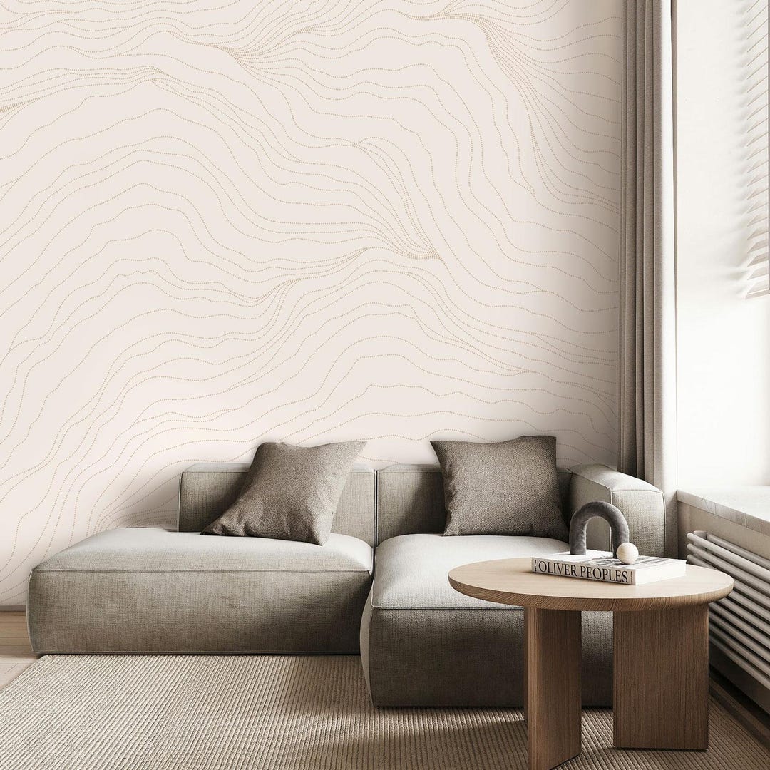 Minimalist Beige Wallpaper With Dotted Lines – Abstract Neutral Wall