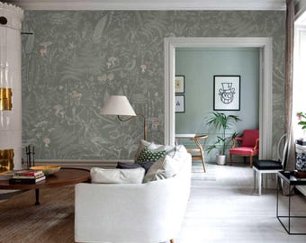 Forest animals self-adhesive repositionable removable wallpaper, peel & stick fabric wallpaper for kid's room, non-toxic 6-117Rc2