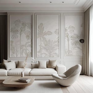 Papier peint neutre palmier - élégante décoration murale tropicale pour le salon, la chambre ou le bureau, revêtement mural doux avec un accent botanique, 5-146 с3