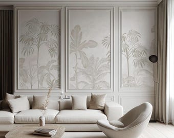 Neutral Palm Tree Wallpaper – Elegant Tropical Wall Mural for Living Room, Bedroom or Office, Soft Botanical Accent Wall covering, 5-146 с3