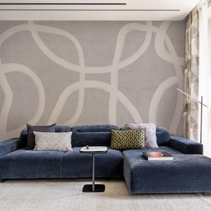 Carta da parati a righe grigie e bianche - Motivo geometrico minimalista moderno per pareti decorative di soggiorno, camera da letto, ufficio o cucina