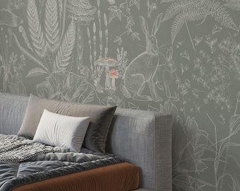 Forest Animals Wallpaper, Woodland Nursery Decor, Peel and Stick Removable Wallpaper, Whimsical Animal Wall Mural