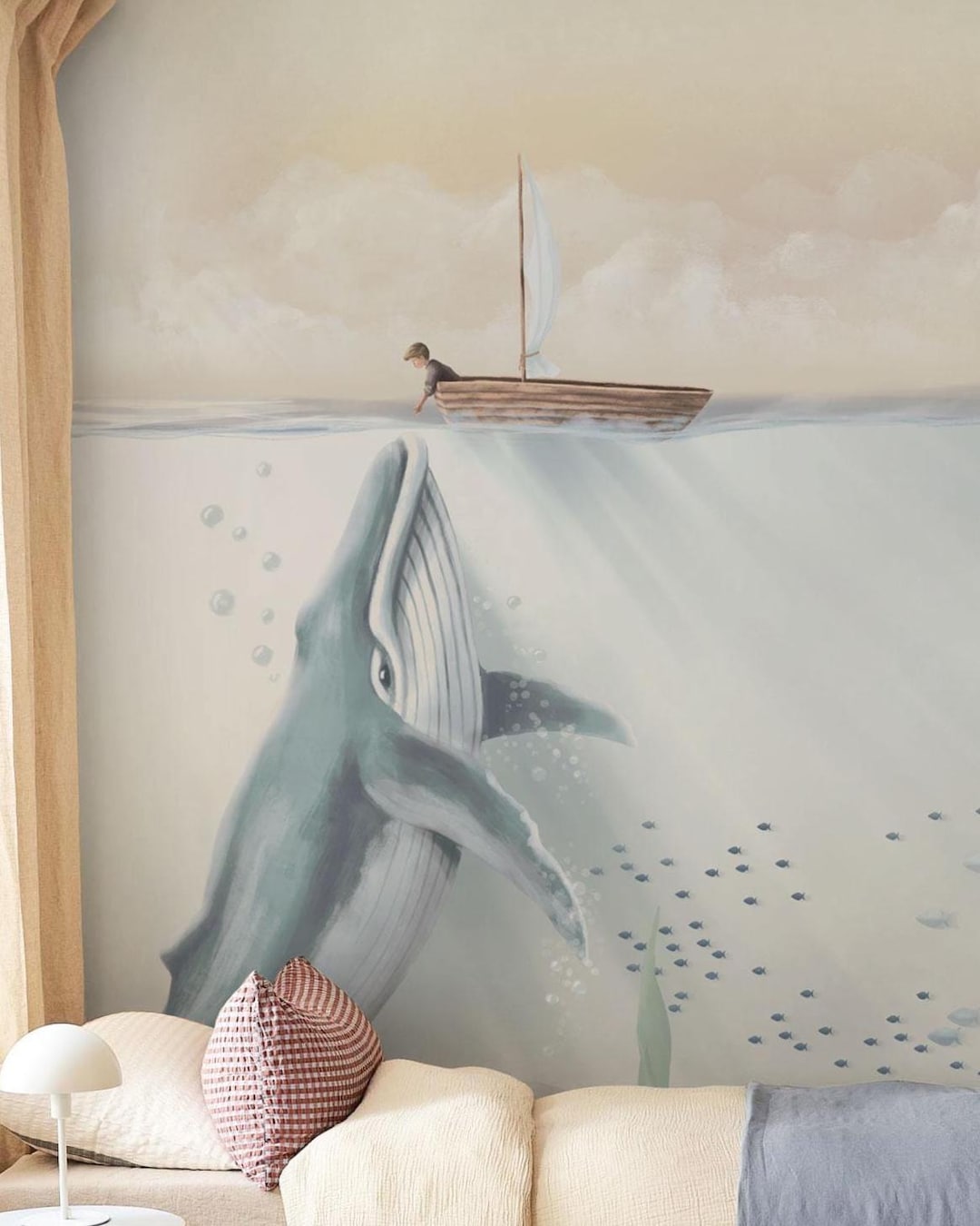Personalized Whale Wall Mural | Ocean Adventure Wallpaper for Kids ...