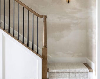 Flowy Tone on Tone Wallpaper for Staircase, Modern Neutral Wallpaper, Minimalist Wallpaper, Beige Cloud Wall Mural