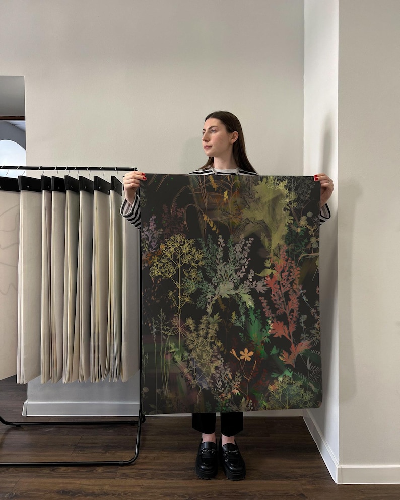 Dark Floral Wallpaper, Black Wall Mural, Peel and Stick or Traditional