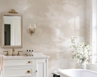 Beige Bathroom Wallpaper, Wallpaper Modern Neutral Design, Self Adhesive Wallpaper, Minimalist Wallpaper Mural