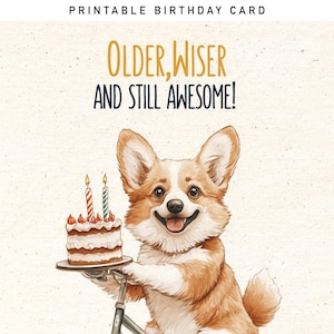 Funny Corgi Dog Birthday Card, You are awesome, Funny Birthday Wishes, Gift for Pet Lovers, Printable 5x7 Card | Digital Download