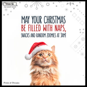 Carte de Noël drôle imprimable, carte de Noël sarcastique, carte de vacances drôle de 5 x 7, téléchargement numérique, art drôle de chat, carte de chat de Noël