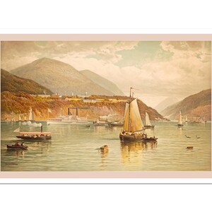 West Point from the Hudson River | Wall Decor | Painting Wall Art | Digital Download Printable Vintage | Restored Historic Painting