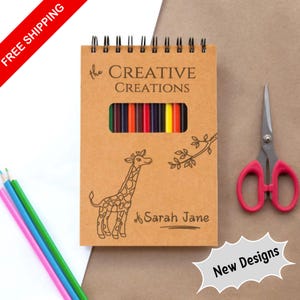 Personalized Sketch Pad for Kids, teens young artists, Sketchbook with name, pencils included, Christmas and Birthday gift, Grandkids Gift