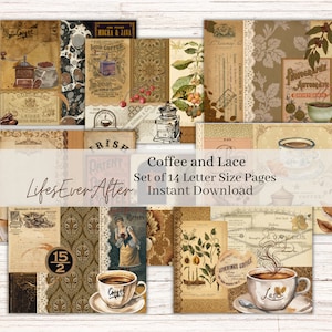 Kit journal indésirable Coffee & Lace : pages numériques imprimables (téléchargement instantané)