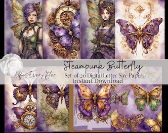 Steampunk Butterfly, Tall, Slim, Skinny, Journal, Instant Download, Journal Kit, Digital Download