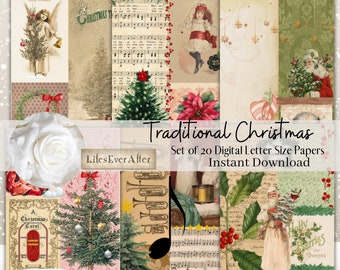 Traditional Christmas Journal Pages: Slim Junk Journal (Digital Download)