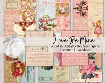 Valentine's Day Junk Journal Pages: Tall Slim Hearts (Digital Download)