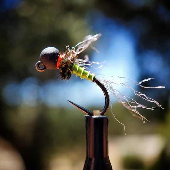 apex trout fishing lure Hot Spot Lures Killer Flame Orange with Black Dot / 1.5" filled times spent catching Bass Apex PBJ Jig Nymph, Two