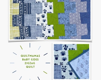 Baby Goes Zigzag Quilt Pattern PDF, Baby Quilt Pattern, Beginner Quilt Pattern, New Baby Quilt Pattern, Scrap Quilt PDF, DIY New Baby Gift