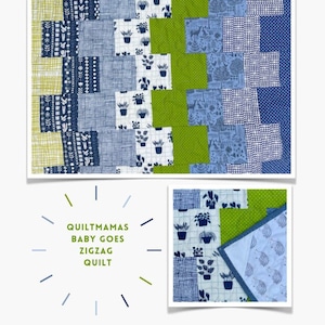 Baby Goes Zigzag Quilt Pattern PDF, Baby Quilt Pattern, Beginner Quilt Pattern, New Baby Quilt Pattern, Scrap Quilt PDF, DIY New Baby Gift
