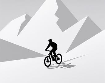 Affiche design, decoration murale montagne - Winter MTB Biking . Alpes - tableau decoration murale, illustration nature et sport papier 250g
