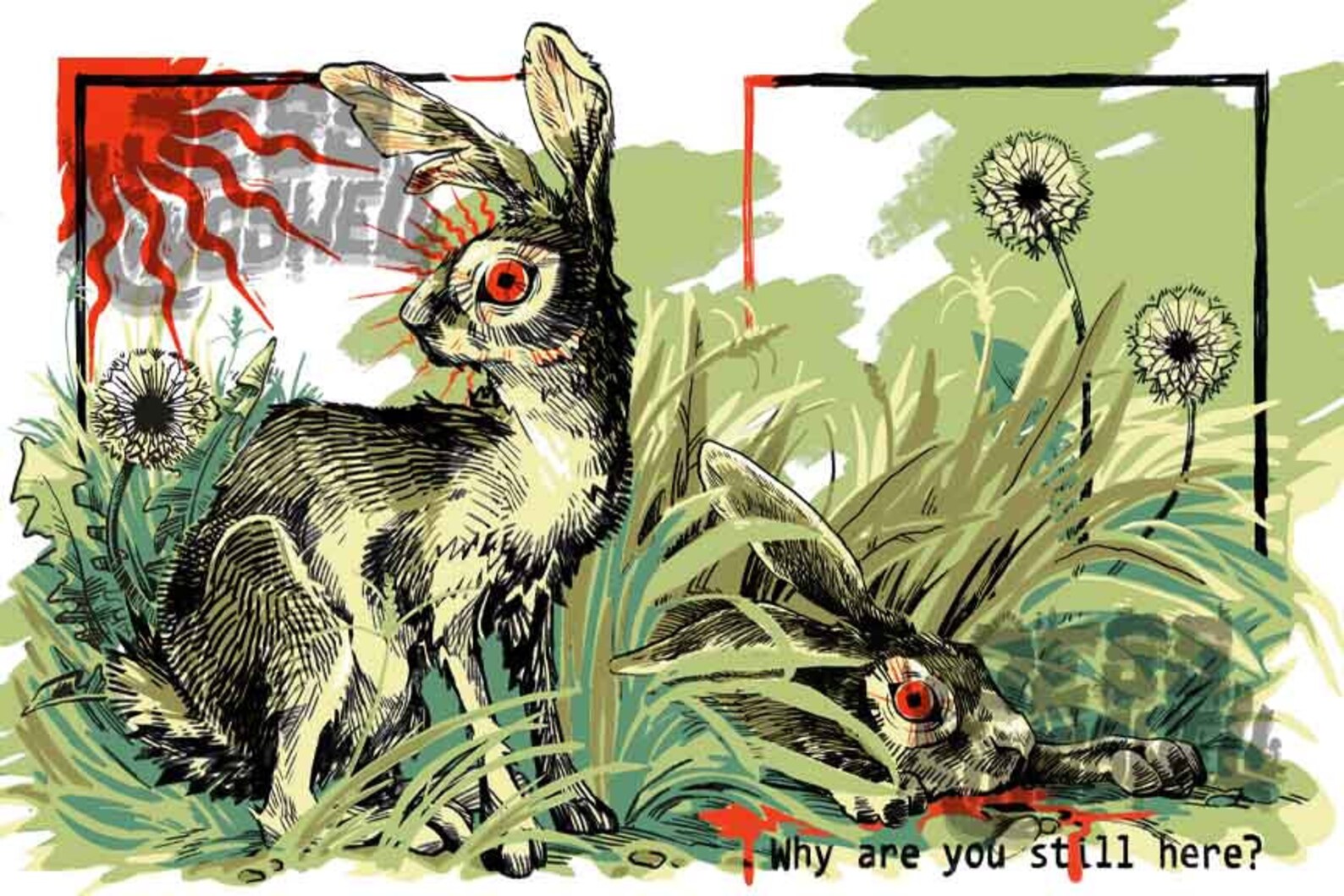 Dandelion Rabbits Illustration | Digital Downloadable Wall Art | A ...