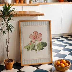 striped floral print | vintage flower wall art | cottagecore flower print | pastel wall art | romantic floral print | antique flower art