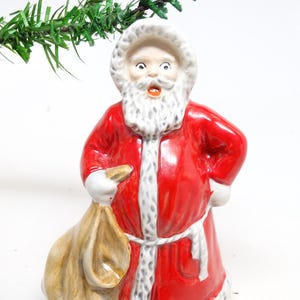 Vintage German Hand Painted Ceramic Santa Claus with Christmas Bag, Goebel 1975 W. Germany