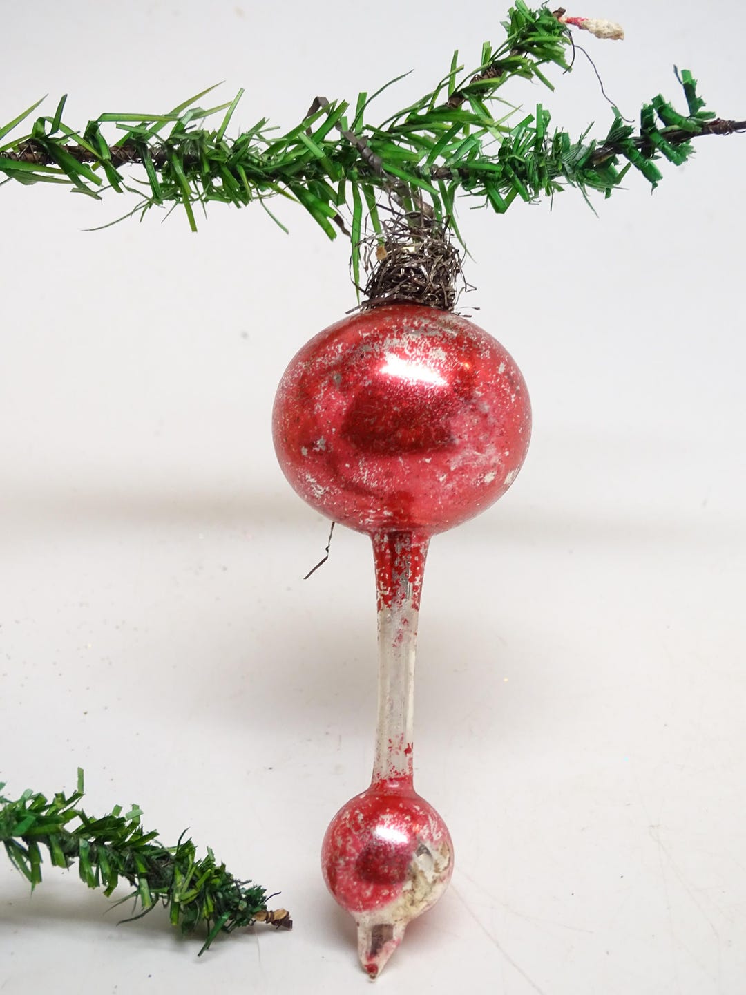 Antique 1930's Double Mercury Glass and Tinsel Christmas Ornament ...