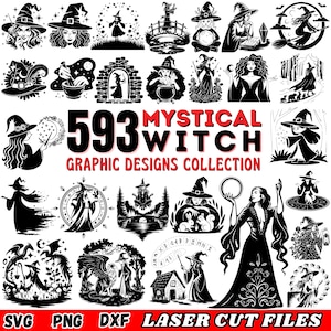 Mystical Witchcraft SVG Bundle for Laser Cutting, Vector Graphics, Silhouette Files, Instant Download