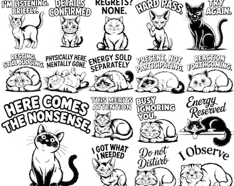 Fichiers SVG drôle de chat snarky | Illustrations de chats sarcastiques pour t-shirts, autocollants et travaux manuels